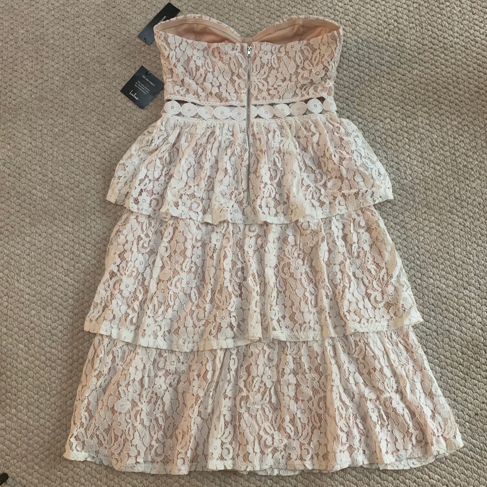 Lulu’s White Lace Strapless Midi Dress - Picture 7 of 8
